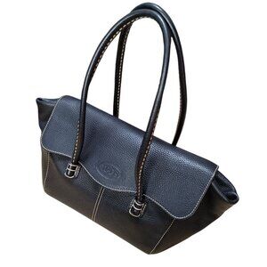 TOD's Corniche Wave East West Leather Satchel Black